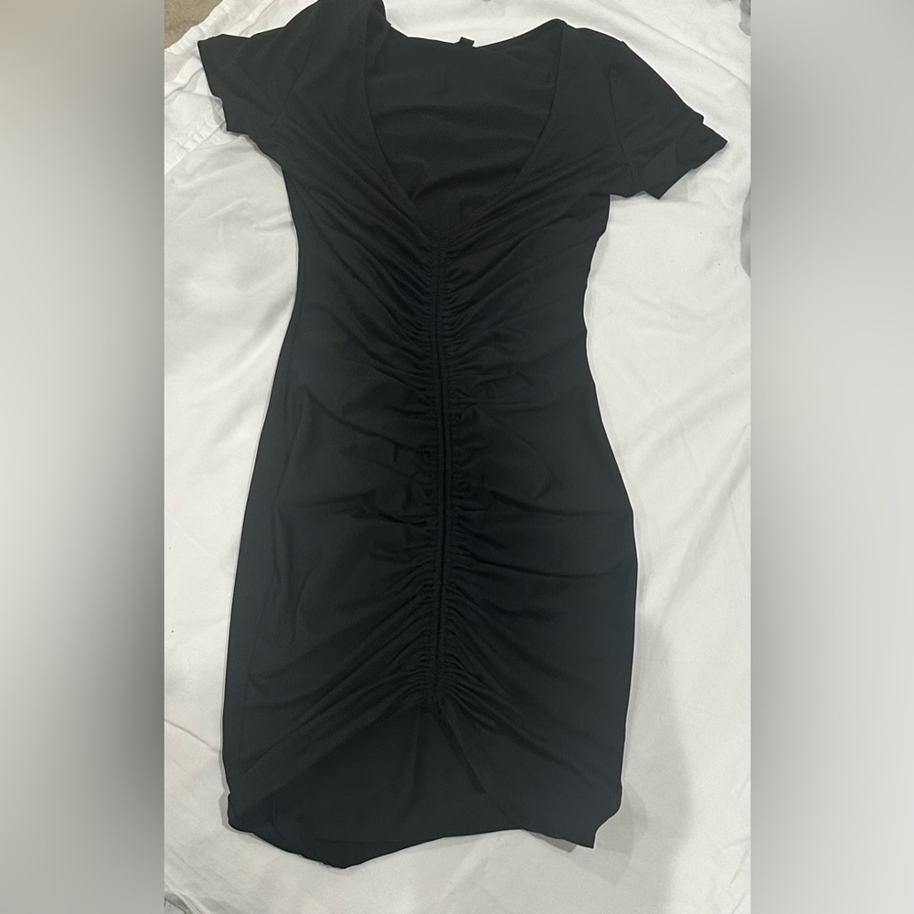 Elegant Black Ruched Dress